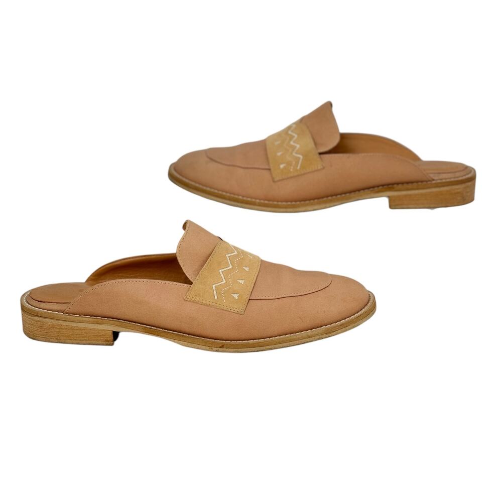 Sundance Mules Loafer Women's 38 8 Slip On Embroidered Leather Boho Relaxed Easy - Picture 3 of 11